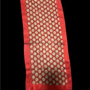 Vintage 100% Silk Elegant Red and Gold Polka Dot Scarf